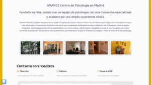 Captura de la web oficial de Avance con imágenes de sus instalaciones en Madrid
