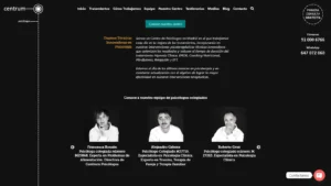 Captura de la web oficial de Centrum Psicólogos con su equipo profesional