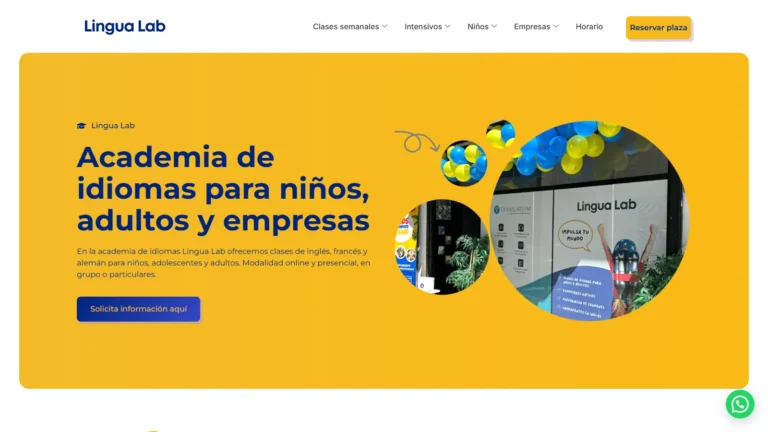 Captura de la portada oficial de Lingua Lab, academia de idiomas en Madrid
