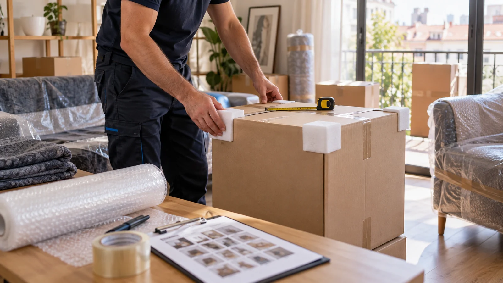 Preparación y protección de cajas antes de una mudanza en Madrid