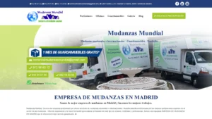 Captura de la web oficial de Mudanzas Mundial con su flota