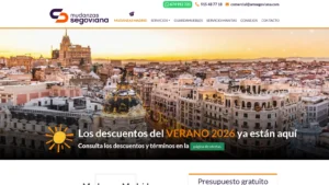 Captura de la web oficial de Mudanzas Segoviana en Madrid