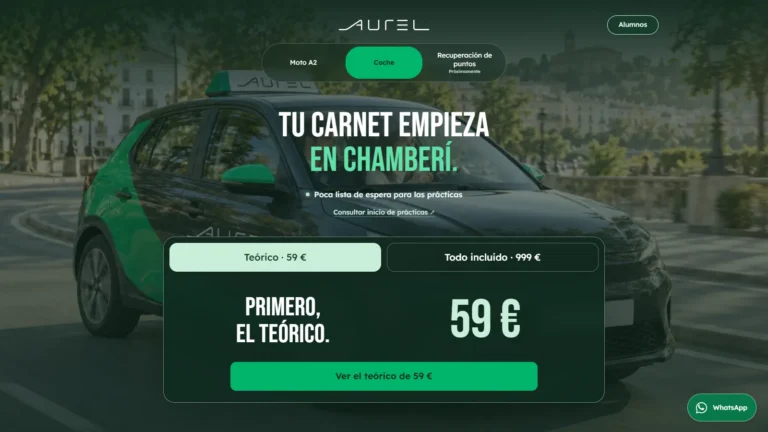 Captura de la web oficial de Aurel Chamberí, tomada el 6 de octubre de 2026.
