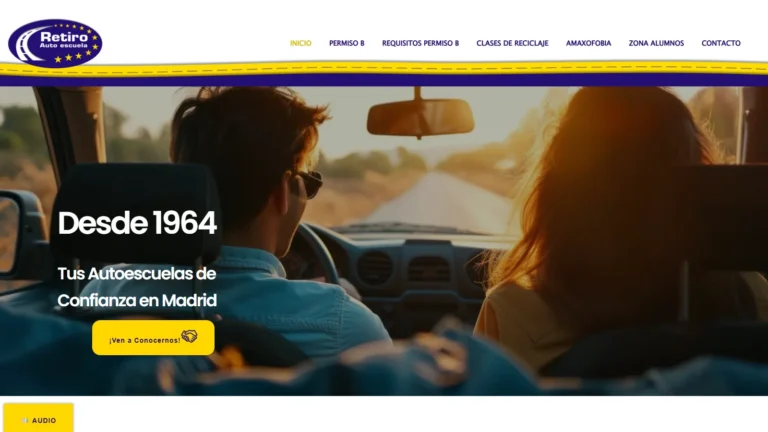 Captura de la web oficial de Autoescuela Retiro, tomada el 6 de octubre de 2026.