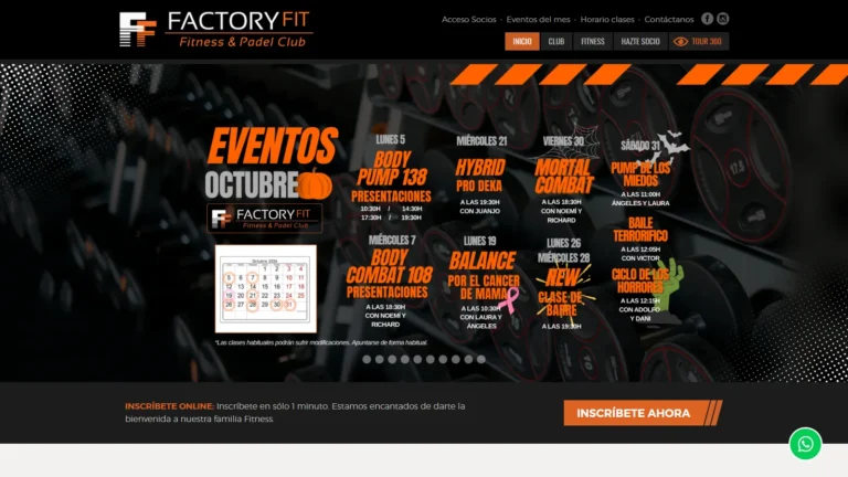 Web oficial de Factory Fit con su oferta de entrenamiento en Madrid.