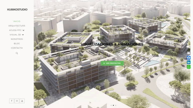 Web oficial de KubikoStudio con la visualización de un proyecto arquitectónico