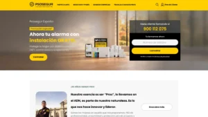 Web oficial de Prosegur con un sistema de alarma para hogares