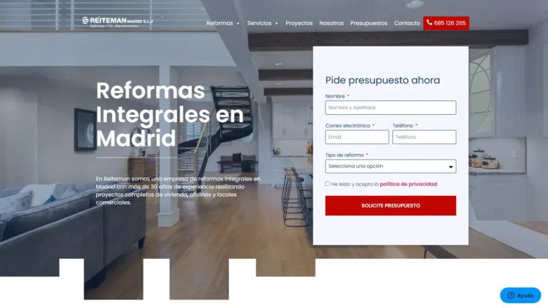 Web oficial de Reiteman con un proyecto de reforma integral en Madrid