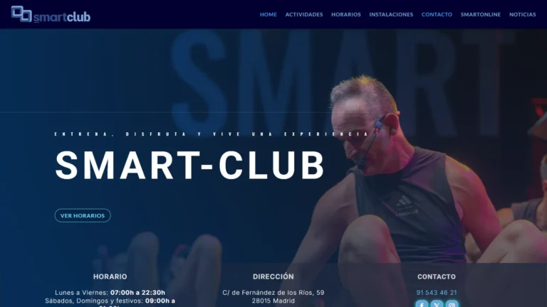 Web oficial de Smart-Club con su oferta de entrenamiento en Madrid.