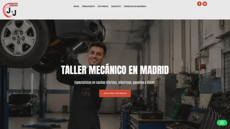 Captura de la web oficial de Talleres JJ, tomada el 13 de octubre de 2026.