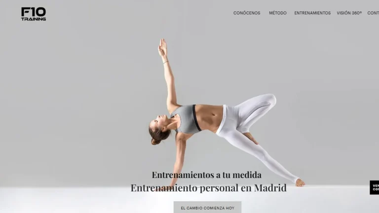 Captura de la web oficial de F10 Training con su presentación de entrenamiento personal.