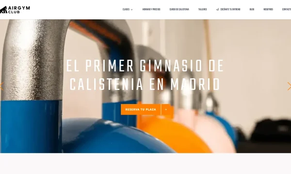 Web oficial de Airgym Club con su oferta de entrenamiento en Madrid.