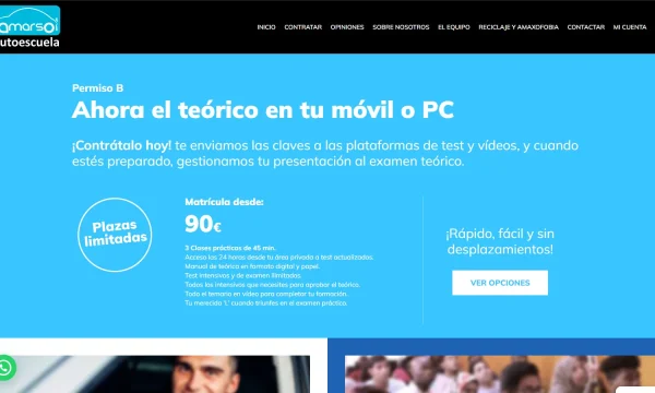 Captura de la web oficial de Autoescuela Amarsol Atocha, tomada el 6 de octubre de 2026.