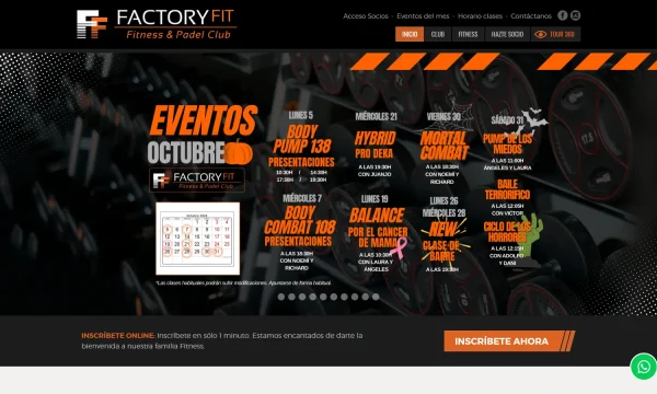 Web oficial de Factory Fit con su oferta de entrenamiento en Madrid.