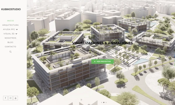 Web oficial de KubikoStudio con la visualización de un proyecto arquitectónico