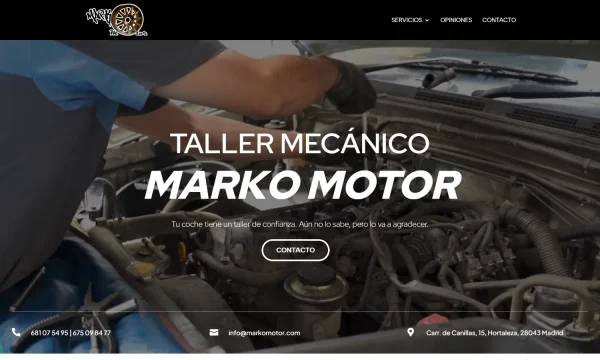 Captura de la web oficial de Marko Motor, tomada el 13 de octubre de 2026.