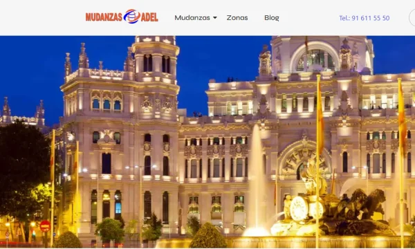 Captura de la web oficial de Mudanzas Adel para servicios en Madrid