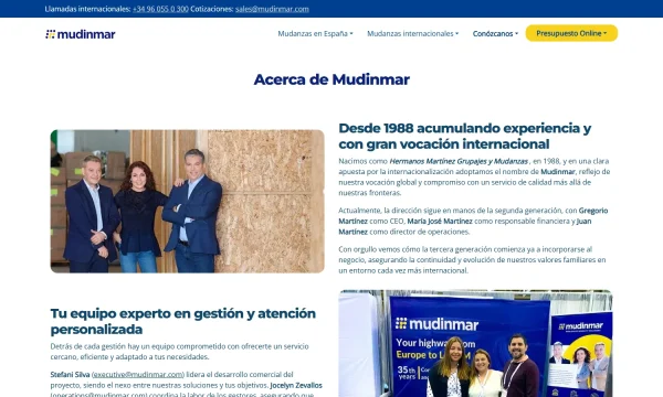 Captura de la web oficial de Mudinmar Mobility con parte de su equipo