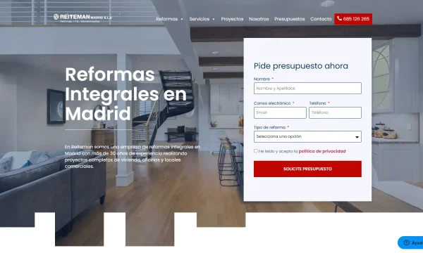Web oficial de Reiteman con un proyecto de reforma integral en Madrid