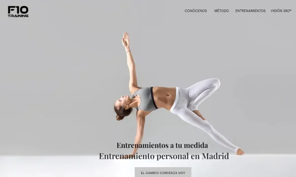 Captura de la web oficial de F10 Training con su presentación de entrenamiento personal.